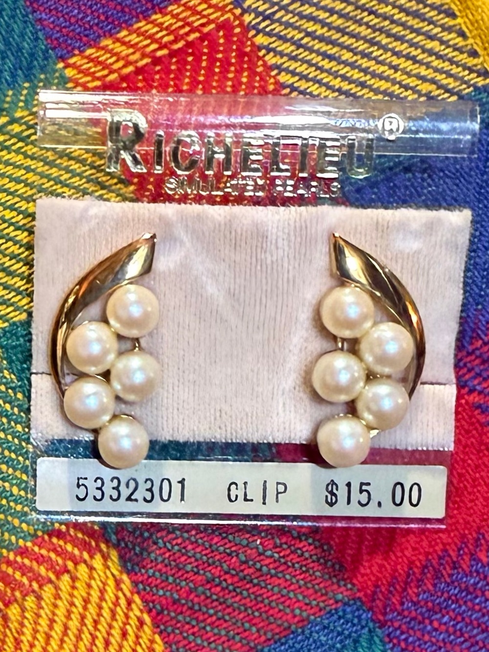 Vintage Richelieu Gold And Pearl Clip Earrings
